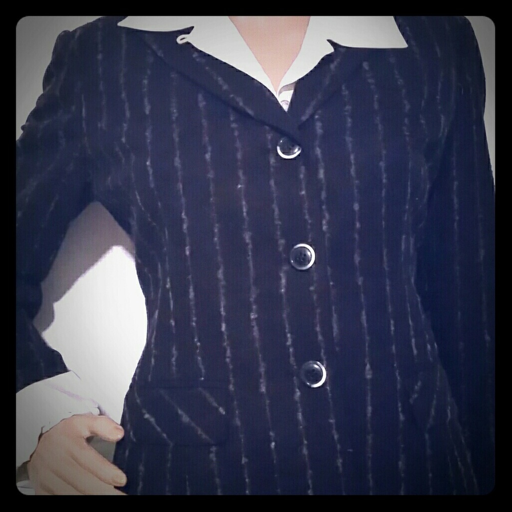 ECCOCI WOOL 6 -8 ELASTANE MOHAIR STRIPES PANT SUIT